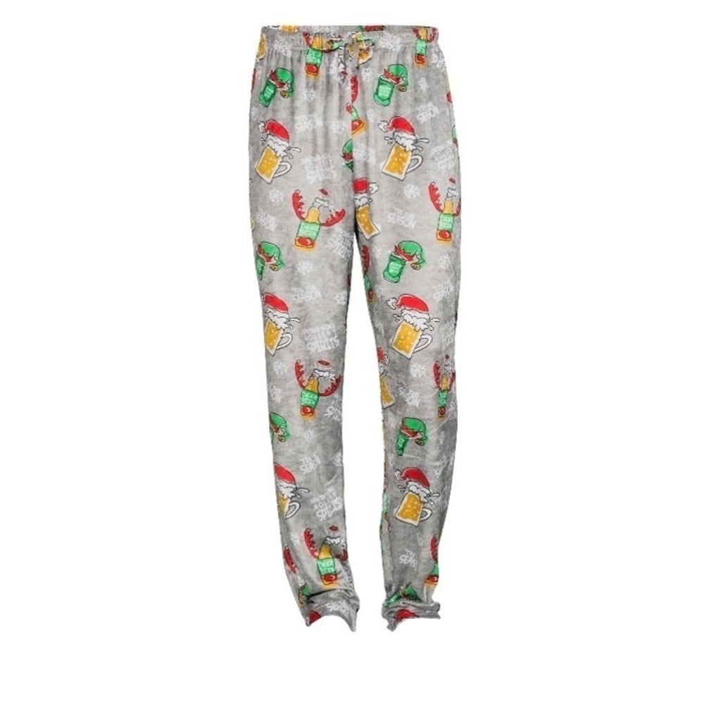 Mens Pajama Sleep Pants 2XL Holiday Spirits Happy New Beer Gift NWT‎